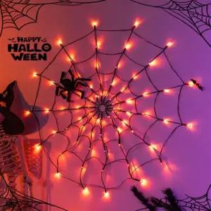 파티 거미줄장식 할로윈 발광 LED 사탕바구니 거미줄 코스튬 파티용품 이벤트 소품 세트