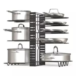 냄비부자재 주방정리 헹거레일 싱크선반 8단양면프라이팬대 거치대 후라이 선반 정리대 용품 팬대 후라이대