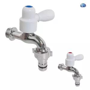 물아낌 원스톱 커플링꼭지(선택 0028) 가로 수도 십자 2구 세면대 세탁실 베란다