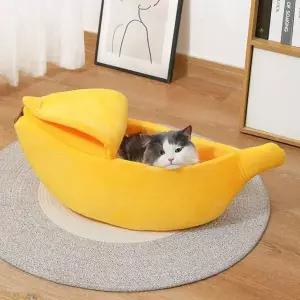 [골드스마일]부드러운 고양이 바나나쿠션 반려동물 침대 중형 대형