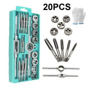 20PCS M3-M12 수나사 탭 및 다이 세트 전문 기계 공구 키트 DIY용