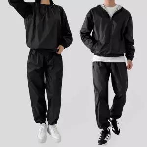 GQQ SF1035-1036 남여공용 땀복 다이어트 러닝 운동 트레이닝 맨투맨세트 후드집업세트