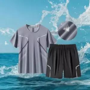 남성 빅사이즈 쿨링라인 상하의세트 헬스복 트레이닝 반팔운동복