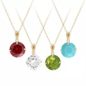 14K GOLD 탄생석 컬러 큐빅 금 목걸이 42cm 선물 체인 데일리 여자 베이직 기본