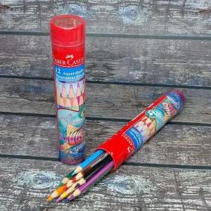 파버카스텔 수채색연필 12색+붓 라운드 철제