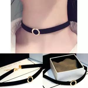 [이지커머스]스웨이드 포인트 패션 싱글라운드 초커-블랙 빈티지목걸이 팬던트목걸이 코인목걸이 볼드목걸