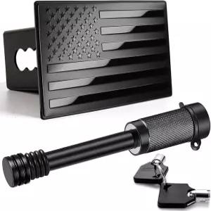 5/8인치 핀 직경 트레일러 히치 잠금 )가 있는 2인치 리시버용 아메리칸 플래그 메탈 커버(블랙)