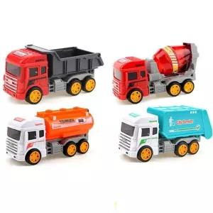 [이지커머스]중장비 차량 4종세트 트럭 레미콘 청소 유조차 중장비차량 풀백카 풀백자동차 중장비차량장난