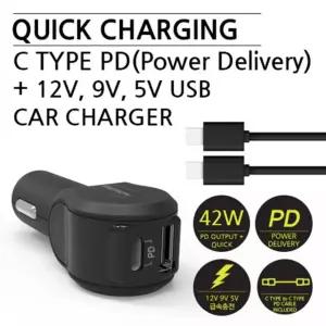 [퍼니메이커]SICRON 9V 12V 차량용 퀵차지 PD 충전기 EN-79QPD 차량용충전기 차량용고속충전기 차량용퀵창