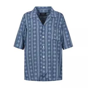 [엘루아] 남성 빈티지 플로럴 오픈카라 셔츠_블루