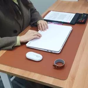 마우스장패드 207HZK64 가죽 양면 데스크패드 새들브라운