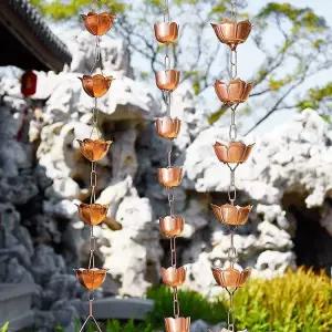 처마 빗물받이 한옥 소품 구리 체인 사슬 사원 배수로