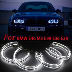 크리스탈 LED 천사 눈 BMW E46 M3 E38 E39 E36 크세논 헤드 라이트 튜닝 DTM 스타일 헤일로 링 DRL 주간 조