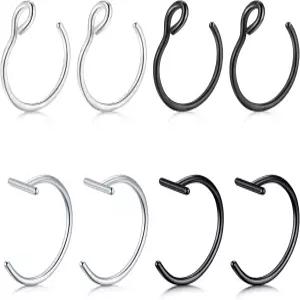 QWALIT 가짜 립 피어싱 링 코 뱀 물림 클립 이어 커프 귀걸이