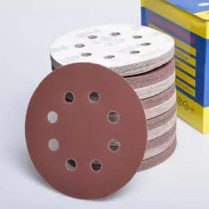원형사포 125mm 8홀 100매 샌딩기 그라인더 마감사포 샌딩 스폰지 목재 연마용 양면 샌더