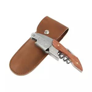 와인오프너 가죽케이스 포함 카보 2단 레버 코르크 병따개 호일커터 소믈리에 주방용품 와인칼