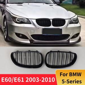 BMW 5 시리즈 E60 E61 M5 2003-2010 520i 535i 550i용 더블 슬랫 프론트 키드니 그릴 범퍼 그리드 튜닝 액