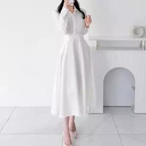 [신상오픈런]슬림핏 셔츠원피스 에이라인 플레어 흰색 봄하객 (30273237)