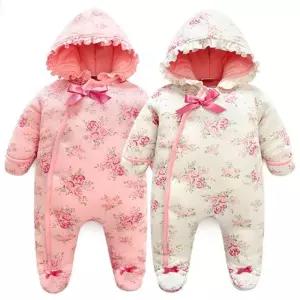 유아옷 (겨울용)장미패턴 후드 아동방한우주복 310166