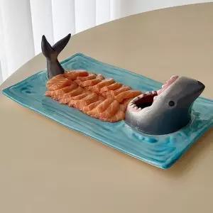 상어 치즈 x 케이크 20CM 접시 모양 스낵 스시 1.33 직사각형 세라믹 디저트