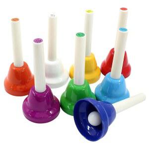 머텐즈 8Pc 디아토닉 컬러풀 메탈 핸드벨 세트, 홀리데이 생일 선물 뮤지컬 교육용 8노트 벨(11cm x 5cm)