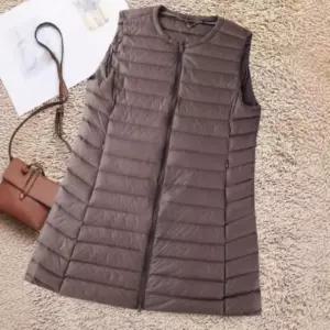 [신상오픈런]여성 경량 롱 패딩 베스트 노카라 퀼팅 디자인 (42237325)