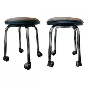 [하프클럽/셀러허브]이동식 의자 침실 스툴 화장대 인조가죽 바퀴장착