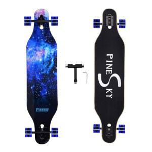 PINESKY 41인치 롱보드 스케이트보드 8 플라이 내추럴 메이플 컴플리트 크루저, 크루즈, 조각, 프리스타일, T-툴 포함 다운힐