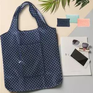 지퍼쇼핑백 지퍼형 휴대용 접이식 폴딩 귀여운 도트 포켓 장바구니 에코백 시장 마트 가방