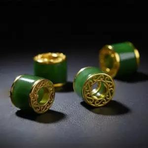 비취 펜던트 장식 금속 세공 원통형 액세서리 부자재 그린