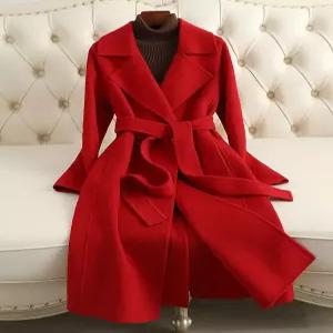 겨울 롱코트 하이넥 캐시미어 오버핏 혼방 노카라 울코트