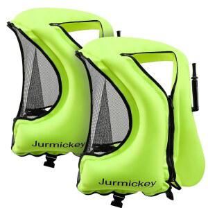 스노클 조끼 2개, 남녀용 풍선 스노클링 조끼, 스노클링, 수영, 카약, 보트 타기용 휴대용 수영 재킷 및 부력