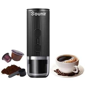 소니르 휴대용 에스프레소 머신, 캠핑, 야외, 사무실용 여행용 커피 메이커, 셀프 히팅 타입 C 충전기, NS 캡슐 & 그라운드 커피, 여행, 야외, 하이킹, 사무실용(다크 그레이