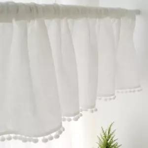 [하프클럽/셀러허브]방울 폼폼 바란스 커튼 린넨 미니 주방 부엌 가림막