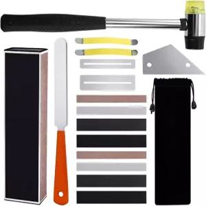 17Pcs 기타 루티어 공구 세트에는 프렛 고무 망치 로커 크라우닝 파일 레벨링 빔 핑거보드 가드 스트링