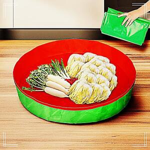 [2개구성] 원형 120cm 비닐 무봉제 준비물 세트 도구 하 개 다도 패드 철 김치 품 버무리 김장 NWABCB65