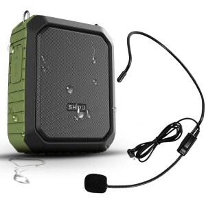 18W 음성 증폭기 휴대용 마이크 및 시스템, 스피커 세트, 메가폰 있는 교실, 마이크가 연설용 개인 웨어러블 스피커, PA 교사, 허리 야외 헤드셋 유선 밴드가 방수 미니