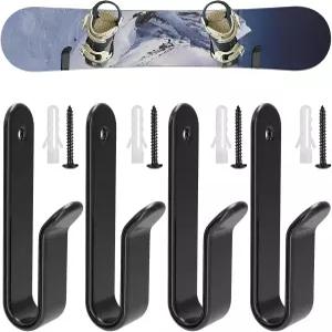 Kvlniks 4팩 스노보드 벽걸이 클립 나사가 달린 수평 스케이트보드 디스플레이 스탠드 실내 보관함 및