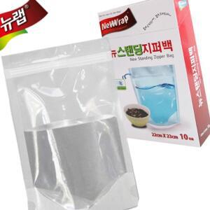 [2개구성] 뉴랩 세워놓는 스탠딩 10매 22x23 팩 락 비닐 지퍼 백 EWA024A4