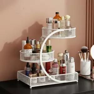 3단화장품 정리함 립스틱 향수 수납보관함 욕실 침실 정리대 메이크업 오거나이저
