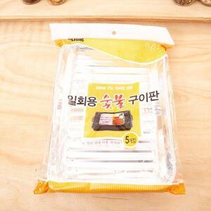 [2개구성] 5입 고기불판 주방용품 그릴팬 구이팬 숯불구이판 일회용 멀티팬 BHW2784E1