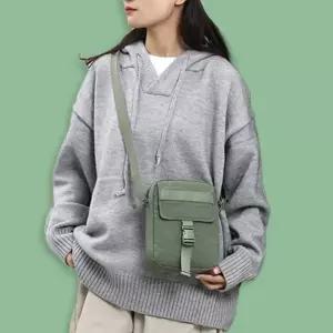 (색상 그린)나일론 미니 백 여행 가벼운 핸드폰 가방 그린 미니백 여자 휴대폰 엄마 여성 폰가방