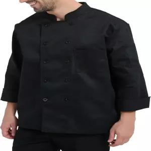 키치프 블랙 셰프 코트 긴팔 남성 재킷 주방용 의류 레스토랑 호텔 유니폼