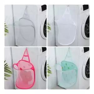 벽걸이 메쉬 빨래바구니 보관함 수거함 2개입 접이식바구니 수납바구니 캠핑