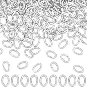 팬더홀 400개 스테인리스 스틸 오픈 링 4x6mm 18게이지/1mm 타원형 점프 귀걸이 팔찌 목걸이 DIY용 보석