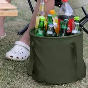 ( )멀티 접이식 캠핑 바구니 설거지통 10L 카키