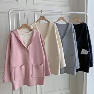 [신상오픈런]루즈핏 에이라이 후드가디건 여자 겨울로브 하객룩 (28559915)