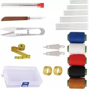 39피스 빅 스테인리스 스틸 바늘 세트 손바느질 자수 및 퀼팅용 재봉 키트에는 실 실타래 골무 가위 패브릭