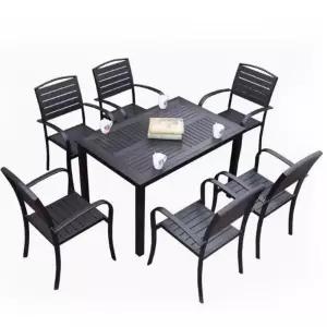 야외용 철제 테이블 테라스 160x90cm 세트 6인용 주물 탁자