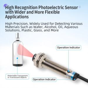 적외선 광전 스위치는 투명 유리 필름 물체를 감지합니다. 확산 반사